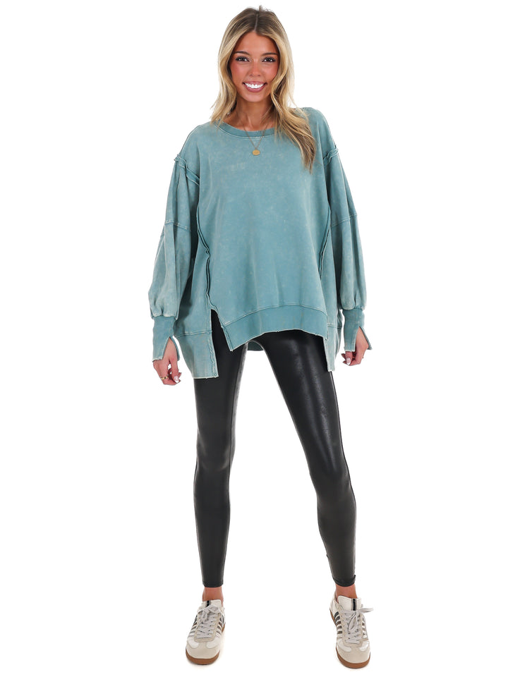 Lovely Life Acid Wash Sweatshirt