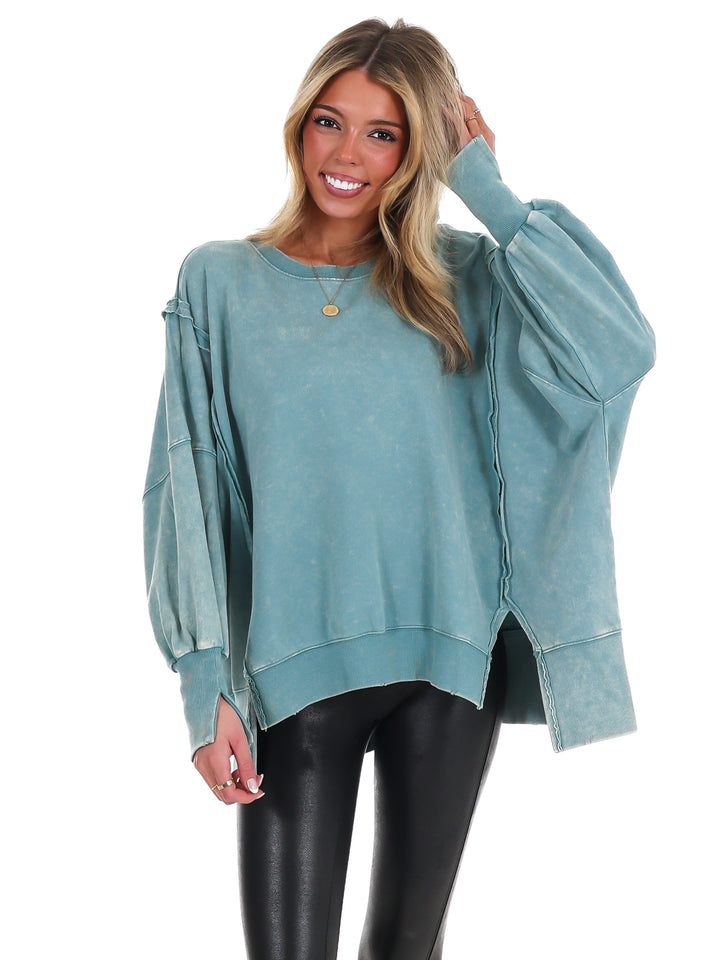 Lovely Life Acid Wash Sweatshirt