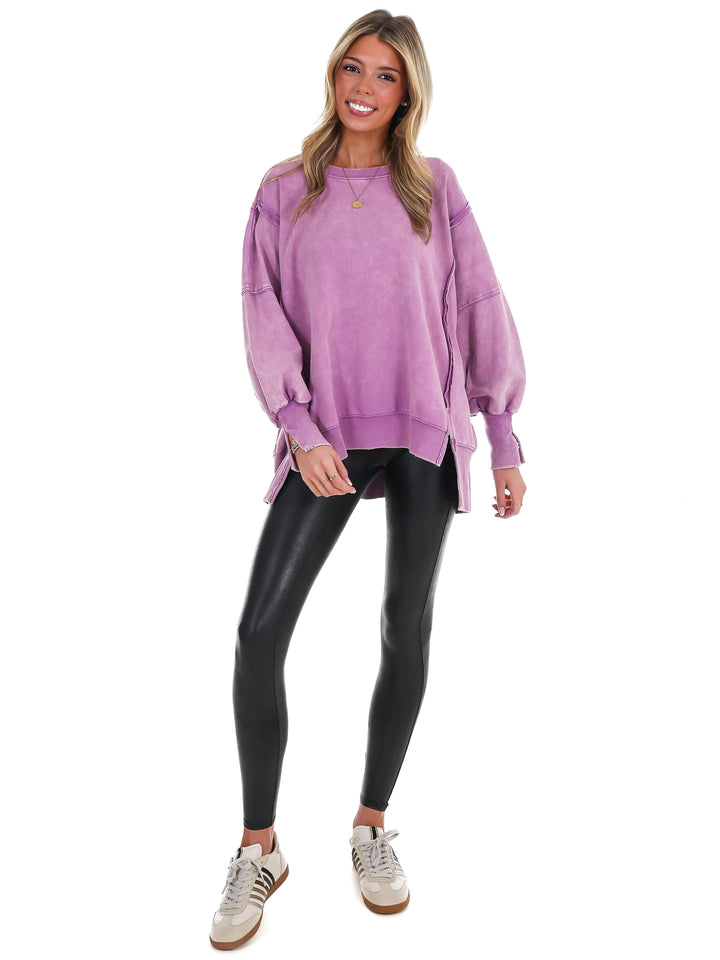 Lovely Life Acid Wash Sweatshirt