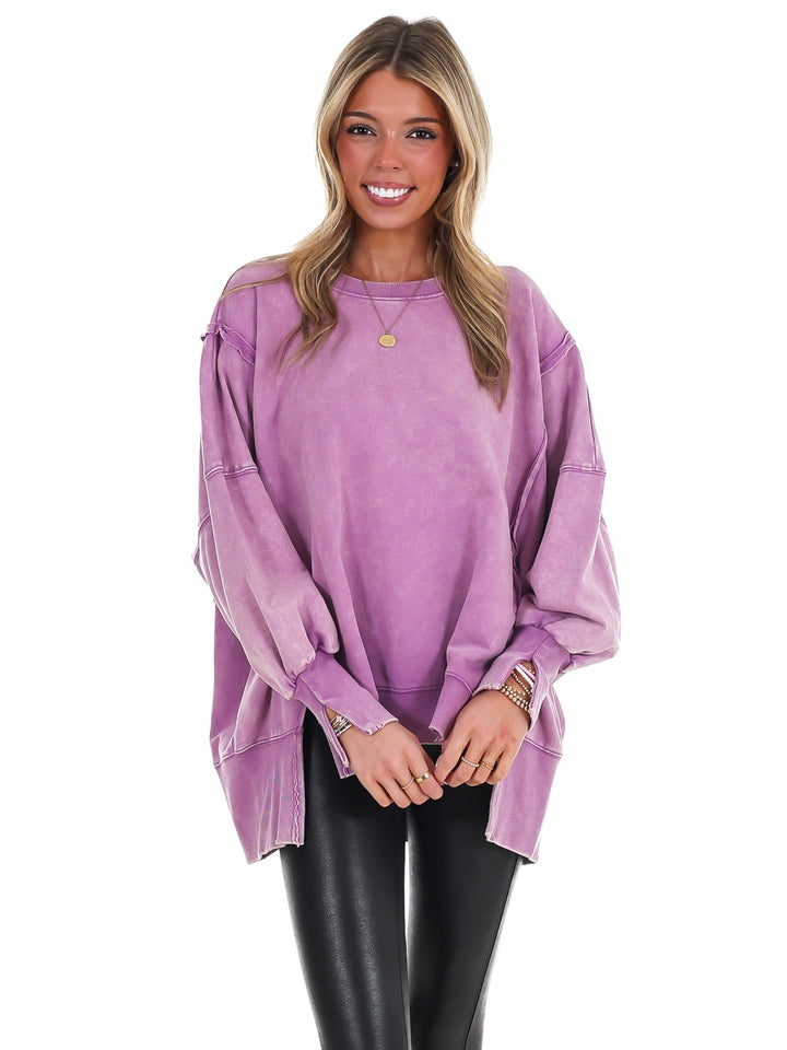 Lovely Life Acid Wash Sweatshirt