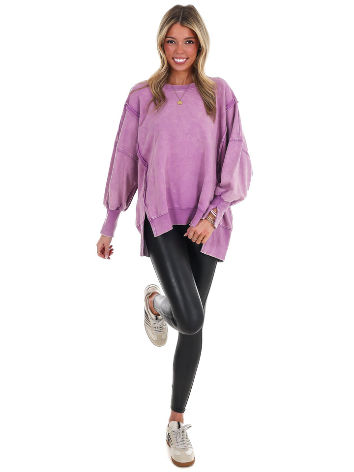 Lovely Life Acid Wash Sweatshirt