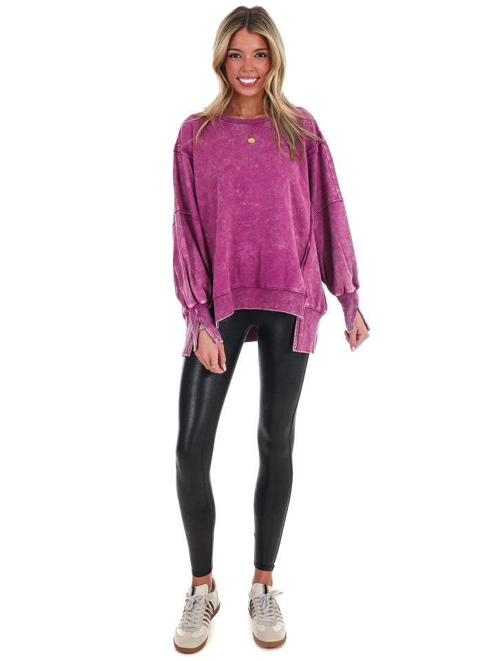 Lovely Life Acid Wash Sweatshirt