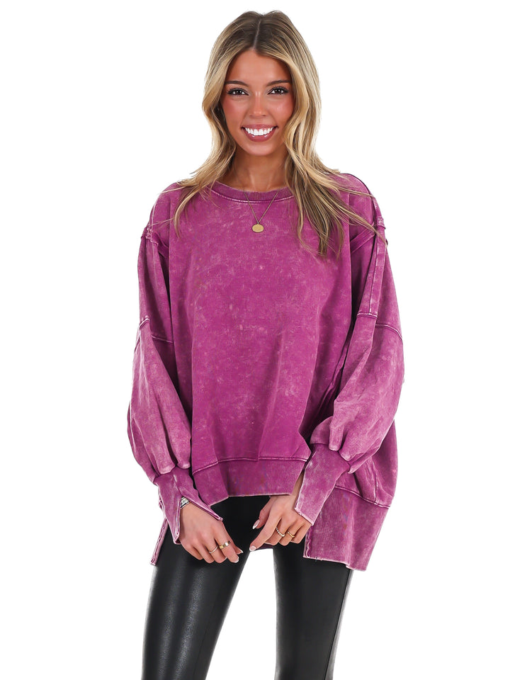 Lovely Life Acid Wash Sweatshirt