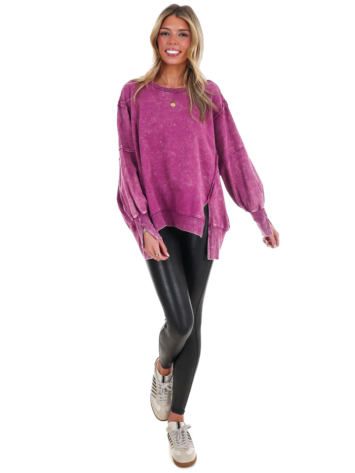 Lovely Life Acid Wash Sweatshirt