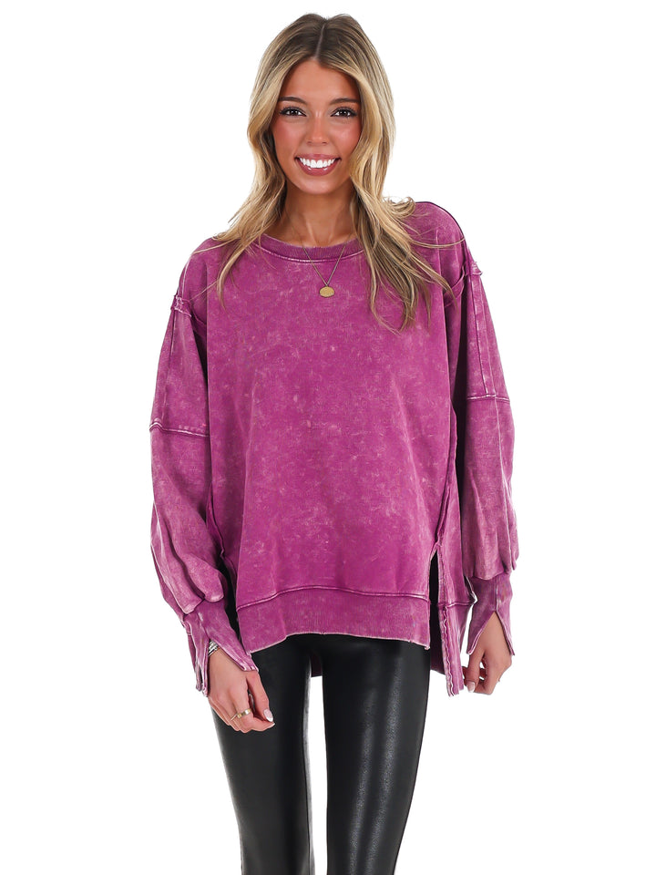 Lovely Life Acid Wash Sweatshirt