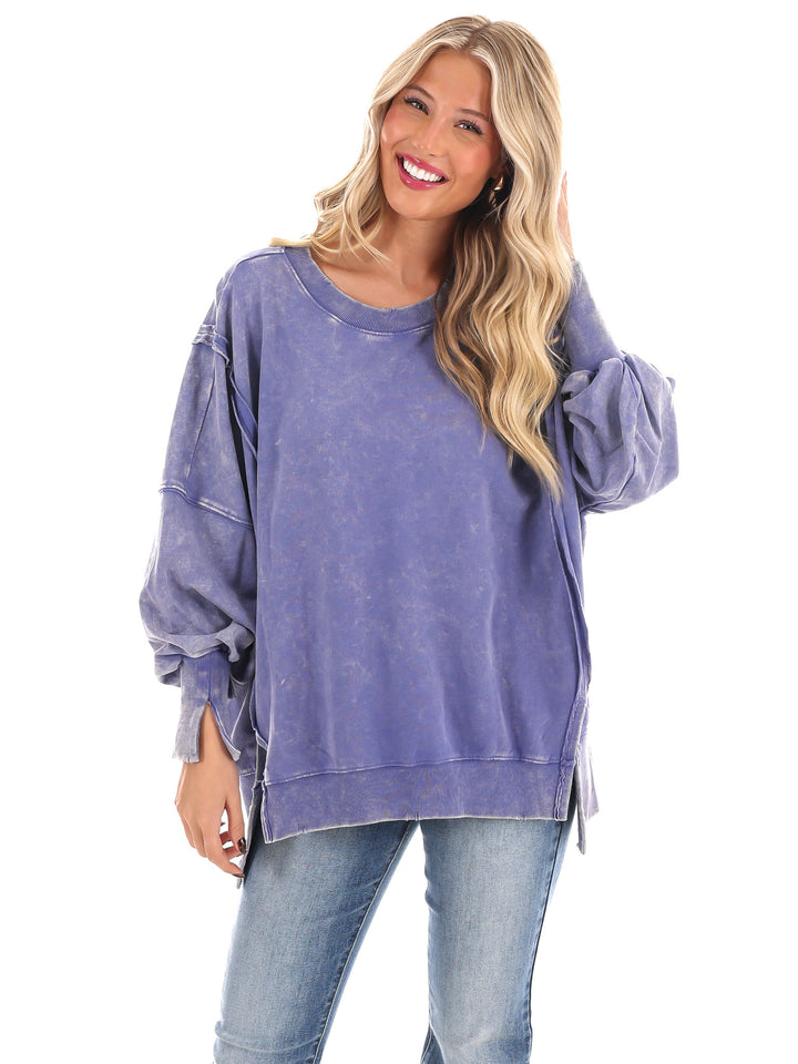 Lovely Life Acid Wash Sweatshirt