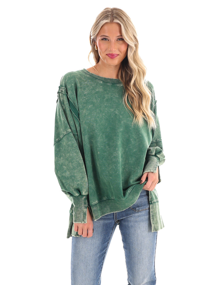 Lovely Life Acid Wash Sweatshirt