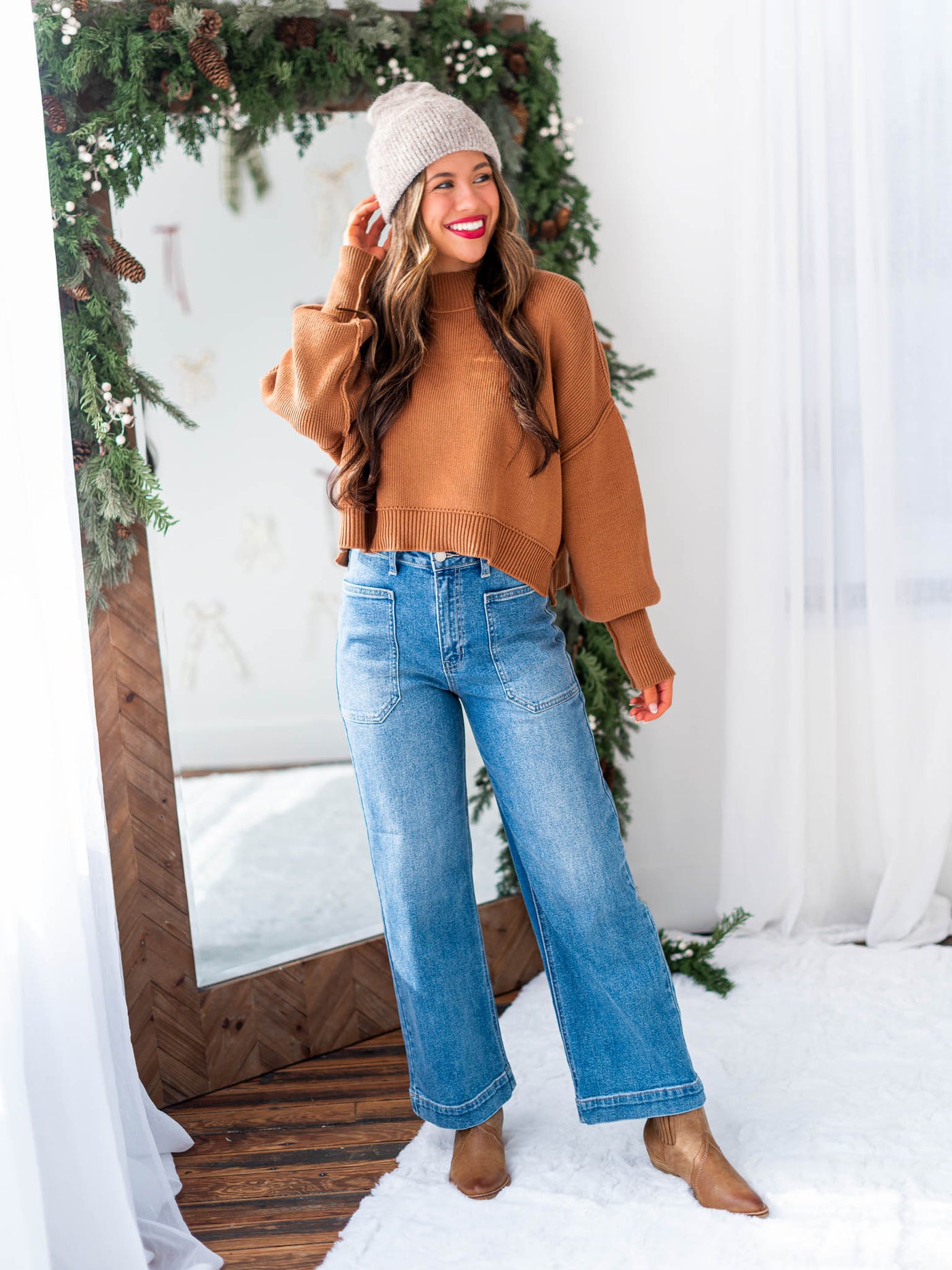 Easy Cropped Ribbed Sweater