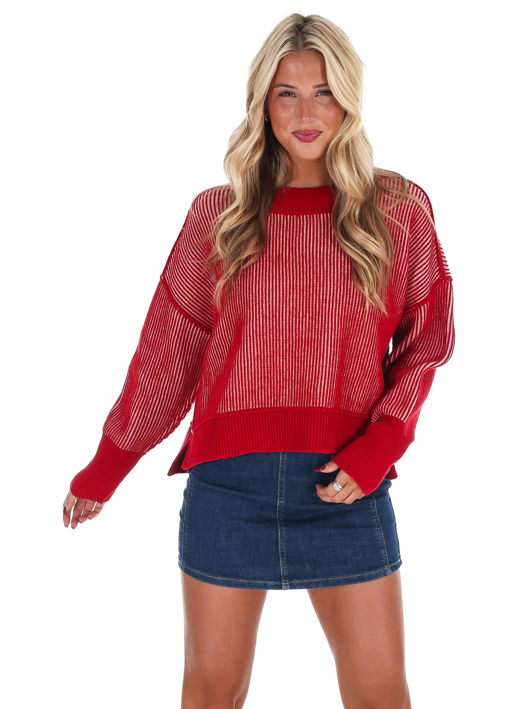 Oversized Two Tone Waist-Length Sweater Doorbuster