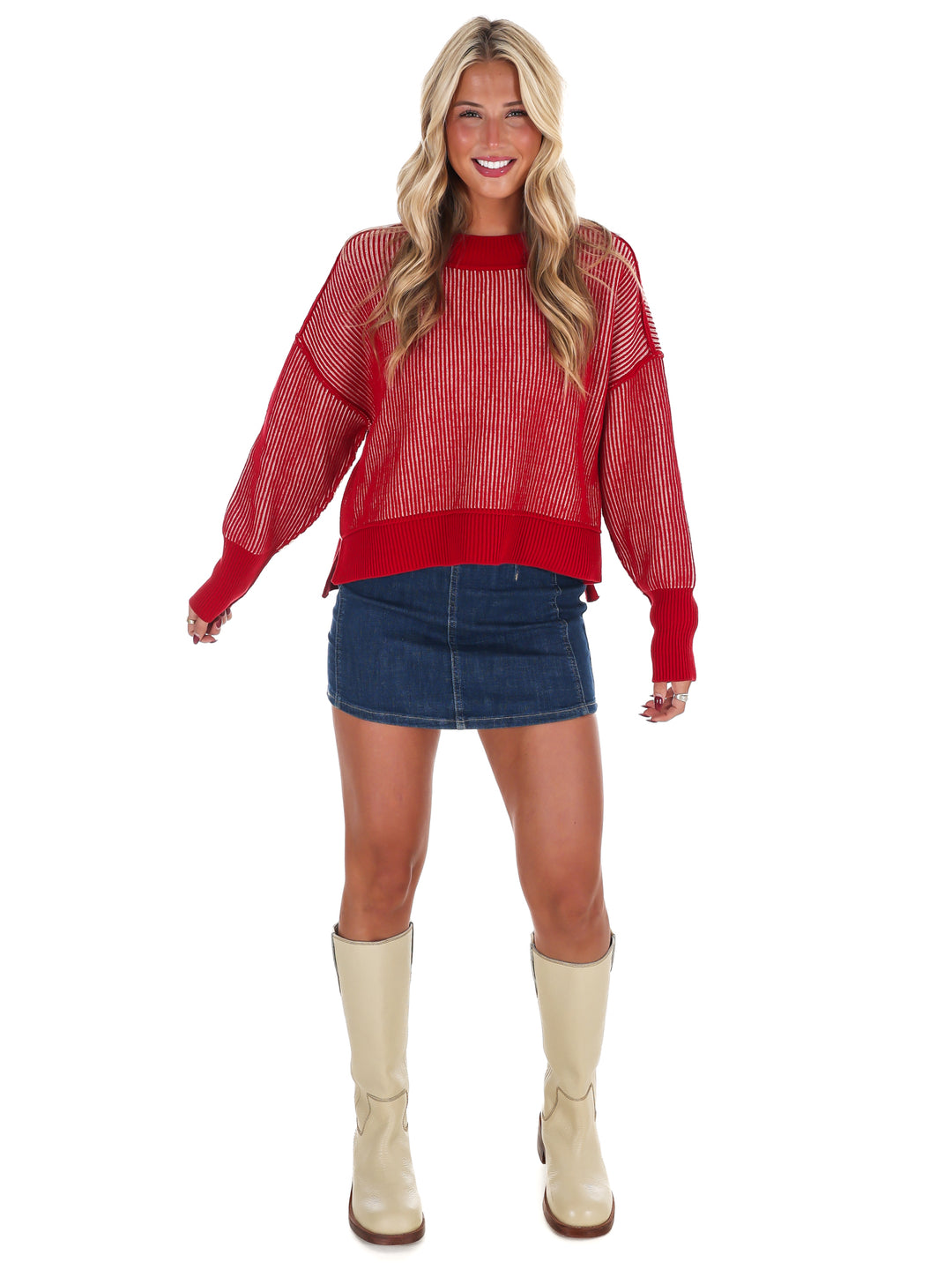 Oversized Two Tone Waist-Length Sweater Doorbuster