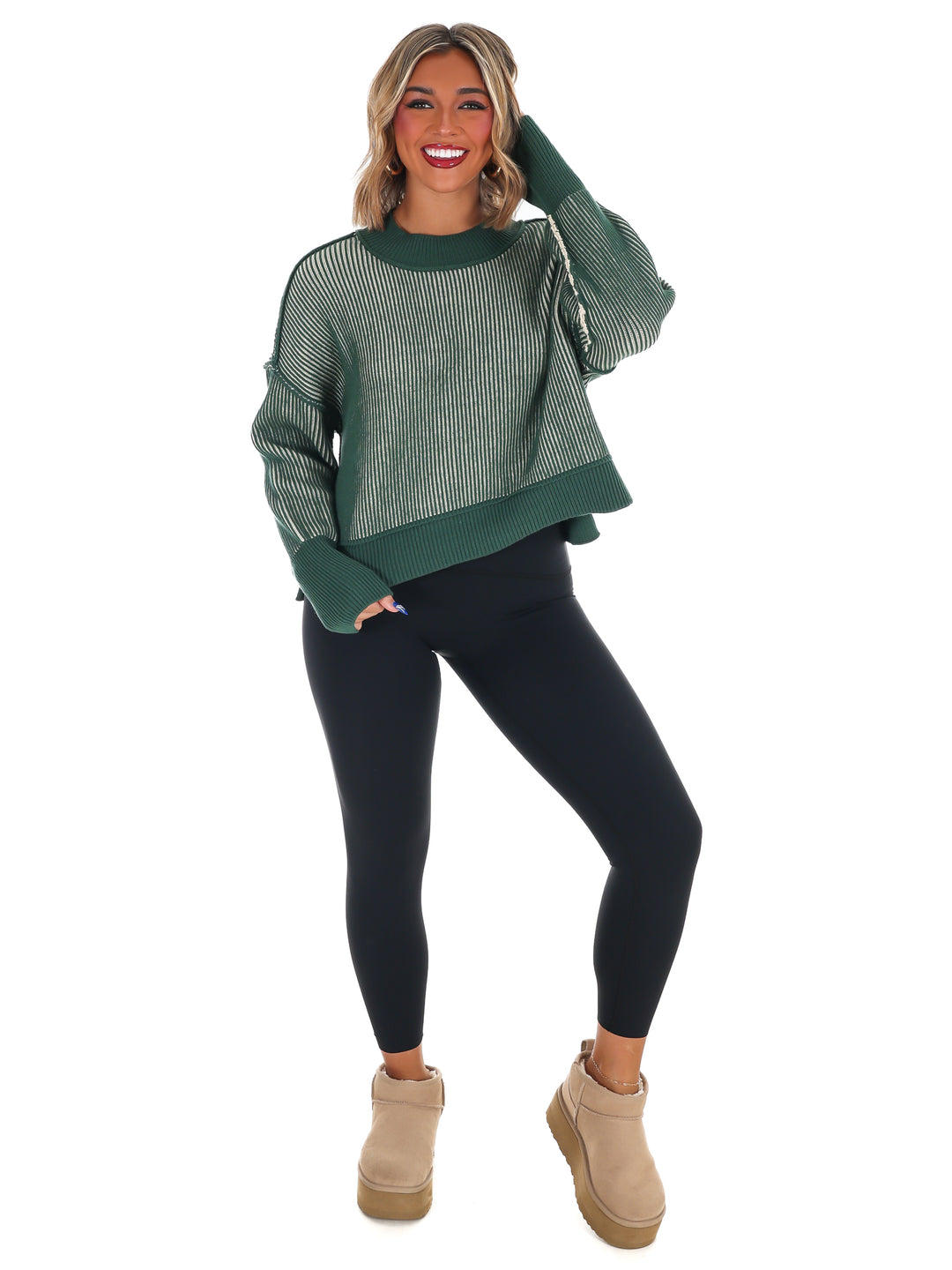 Oversized Two Tone Waist-Length Sweater Doorbuster