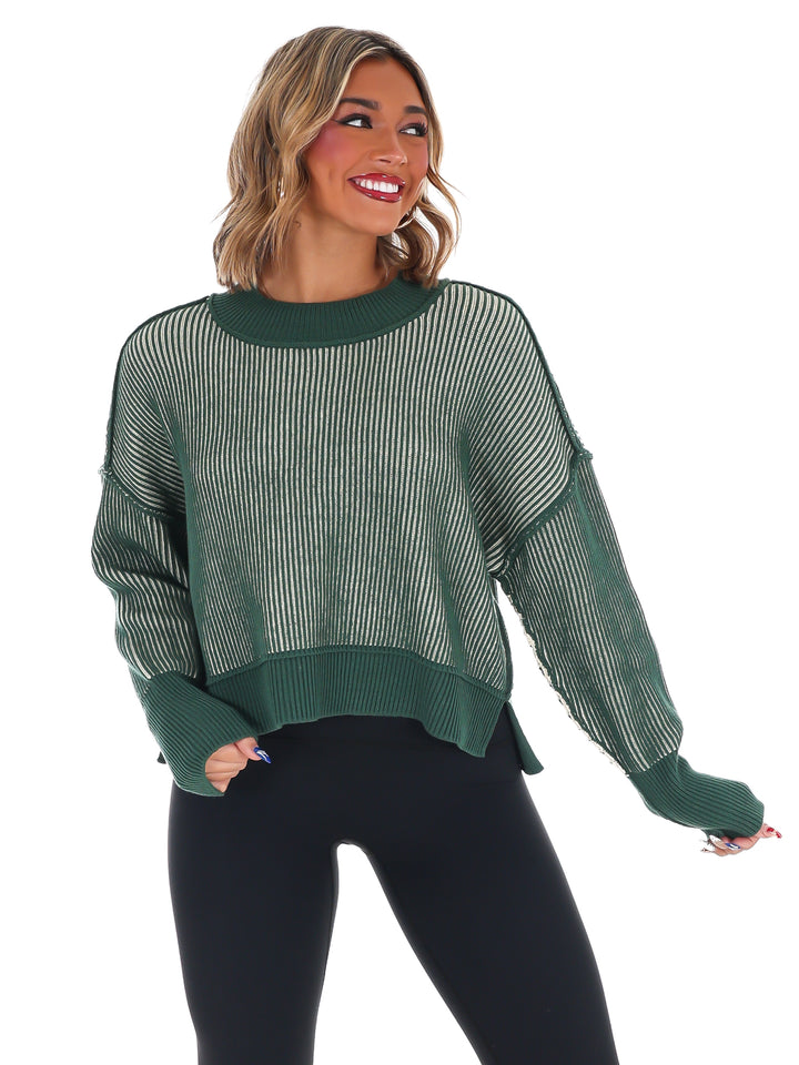 Oversized Two Tone Waist-Length Sweater Doorbuster