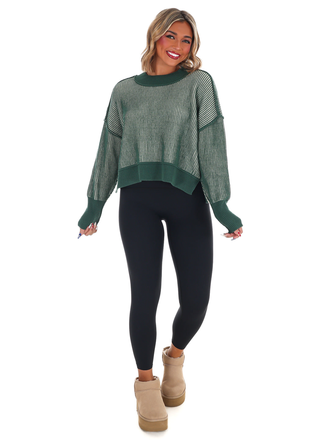 Oversized Two Tone Waist-Length Sweater Doorbuster