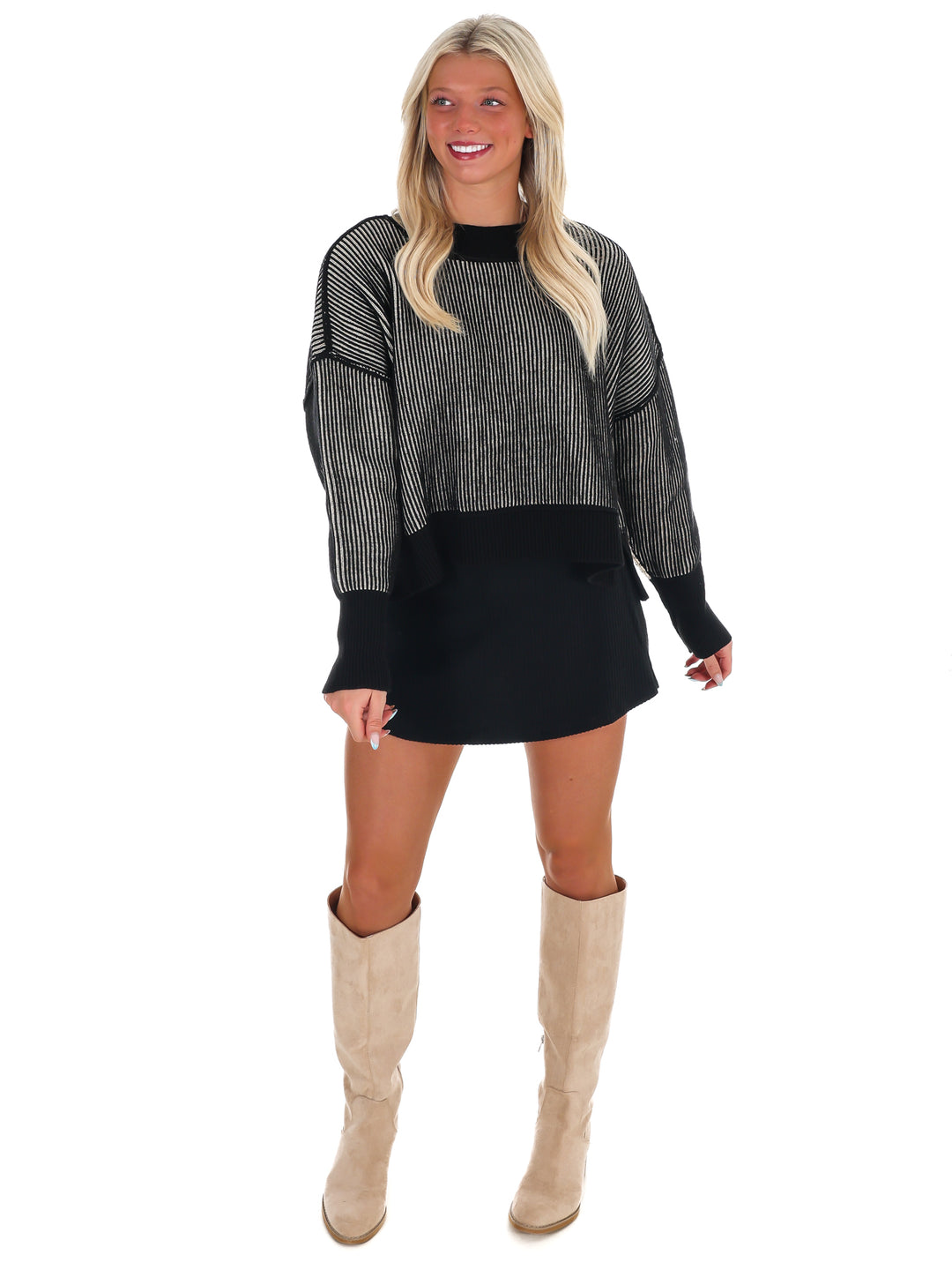 Oversized Two Tone Waist-Length Sweater Doorbuster
