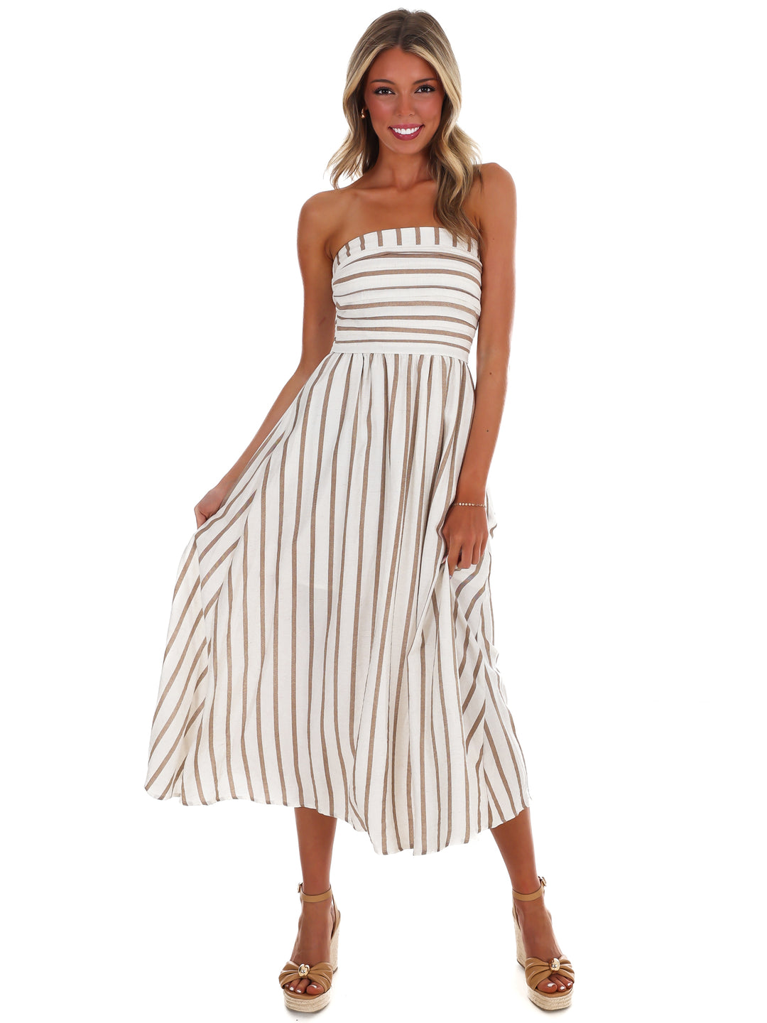 Summer Sail Strapless Midi Dress