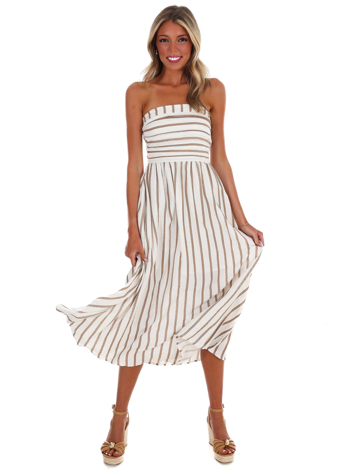 Summer Sail Strapless Midi Dress