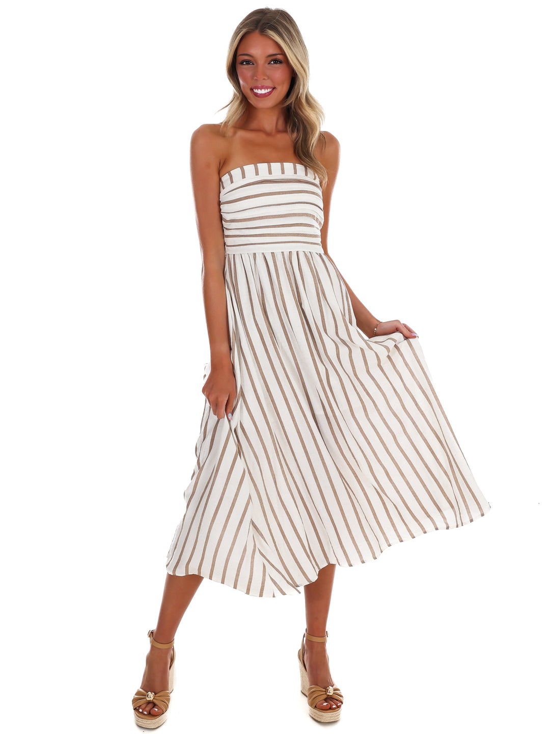 Summer Sail Strapless Midi Dress