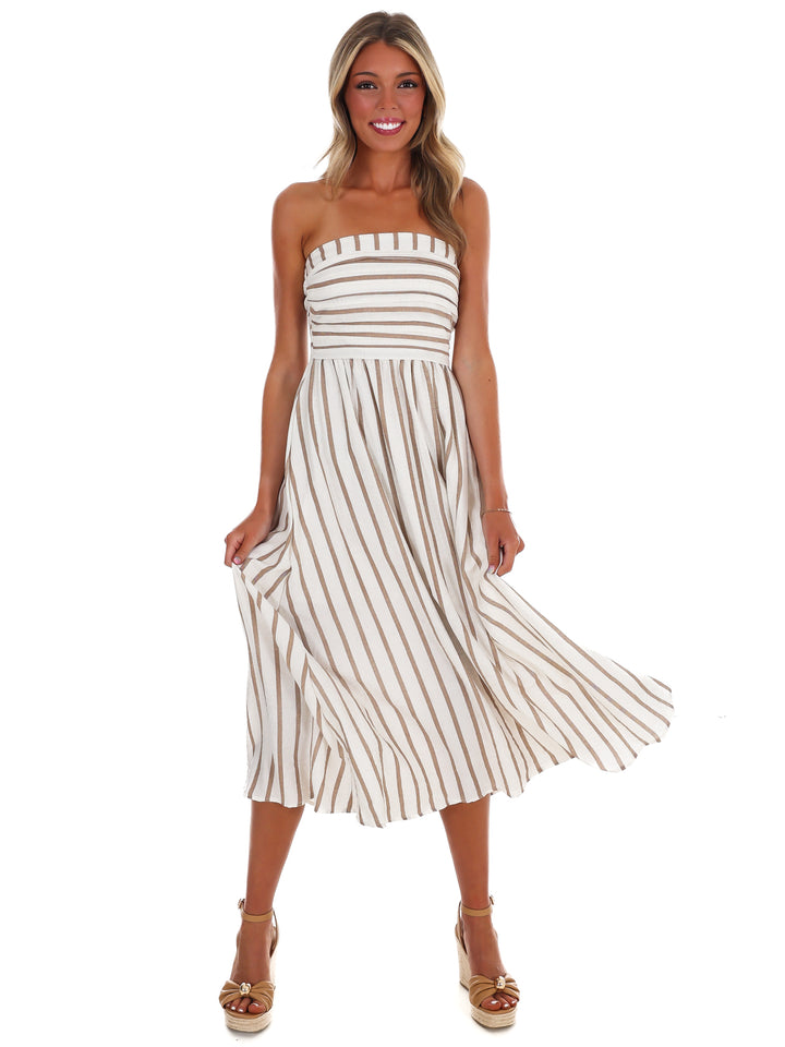 Summer Sail Strapless Midi Dress
