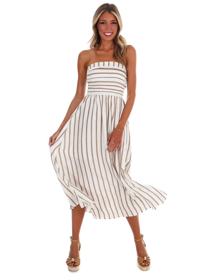 Summer Sail Strapless Midi Dress