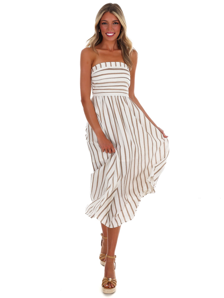 Summer Sail Strapless Midi Dress