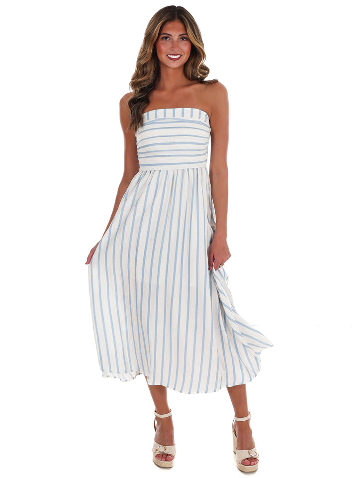Summer Sail Strapless Midi Dress