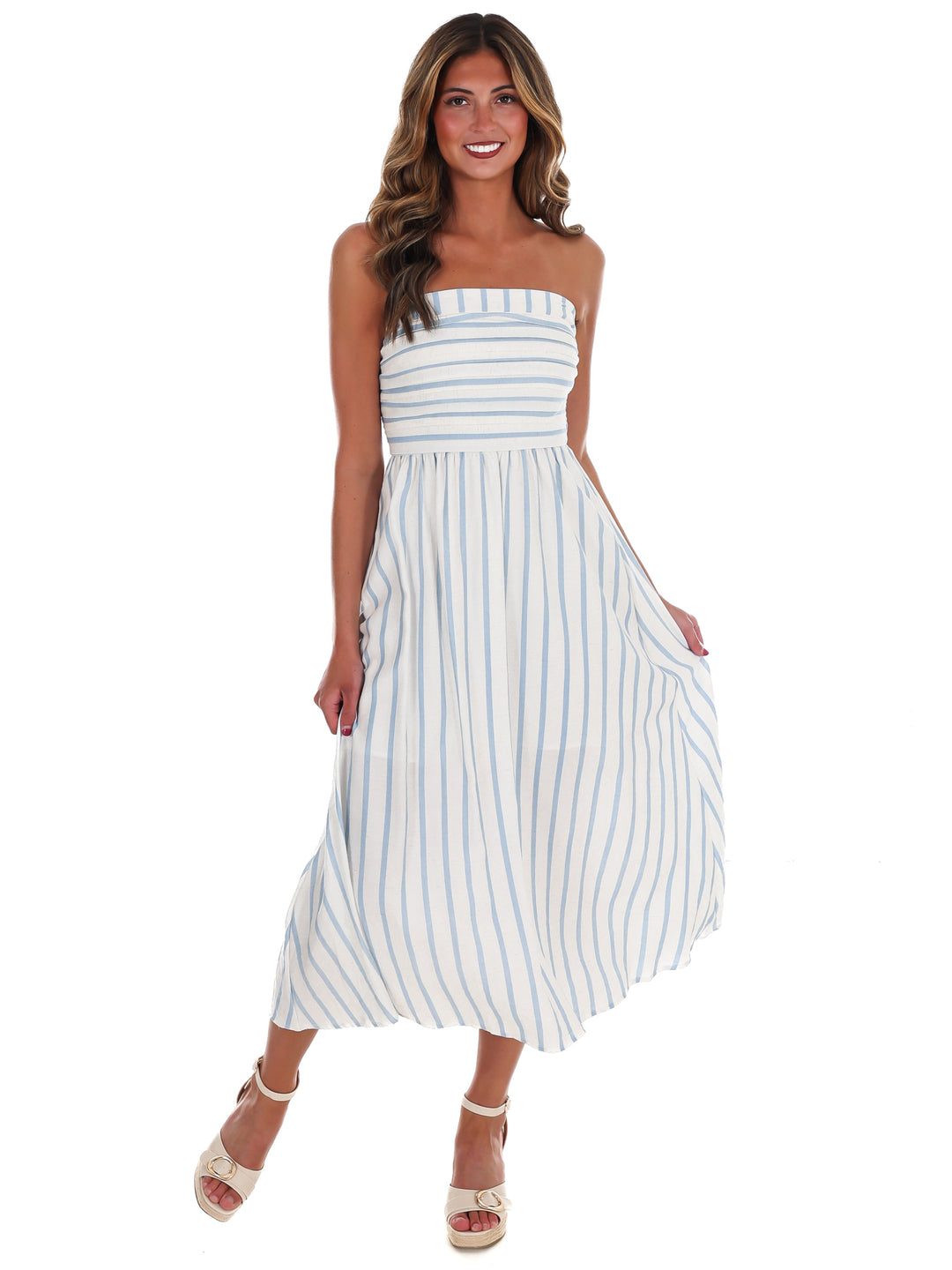 Summer Sail Strapless Midi Dress