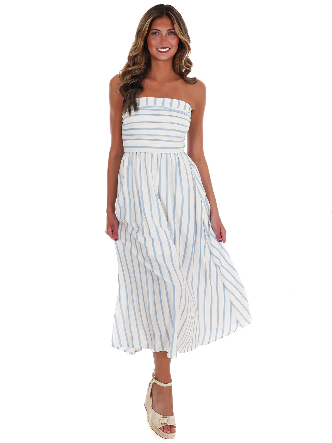 Summer Sail Strapless Midi Dress