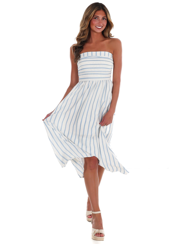 Summer Sail Strapless Midi Dress