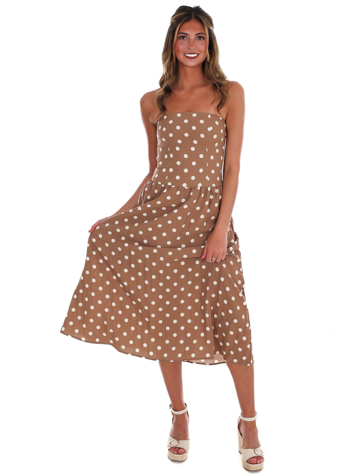 Café Charm Polka Dot Midi Dress