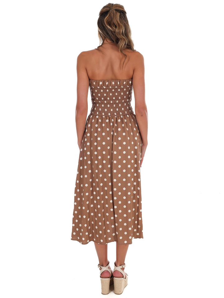 Café Charm Polka Dot Midi Dress