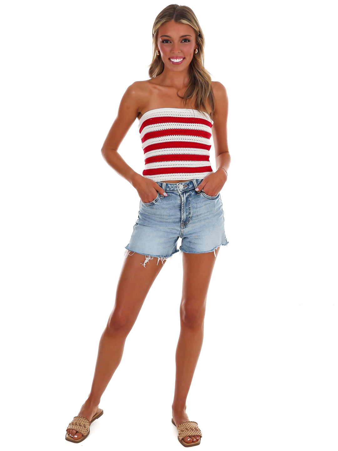 Sweet Summer Stripe Crochet Tube Top