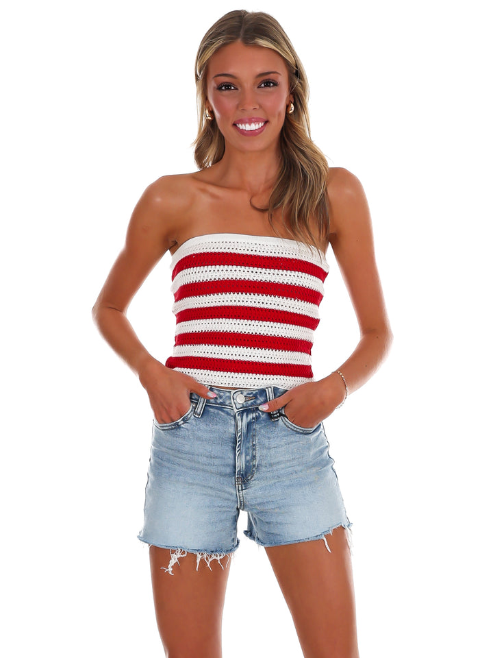 Sweet Summer Stripe Crochet Tube Top
