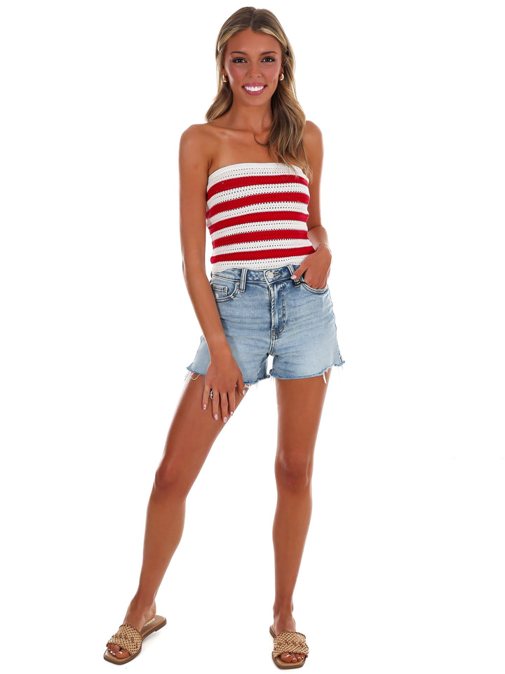 Sweet Summer Stripe Crochet Tube Top