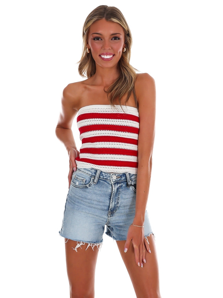 Sweet Summer Stripe Crochet Tube Top