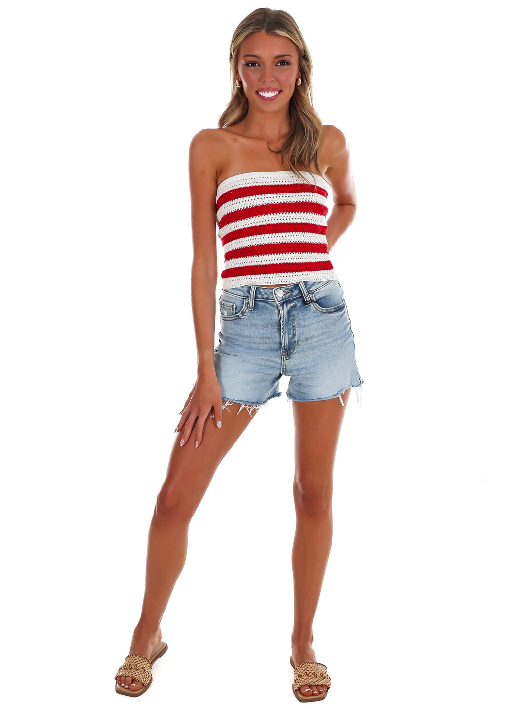 Sweet Summer Stripe Crochet Tube Top