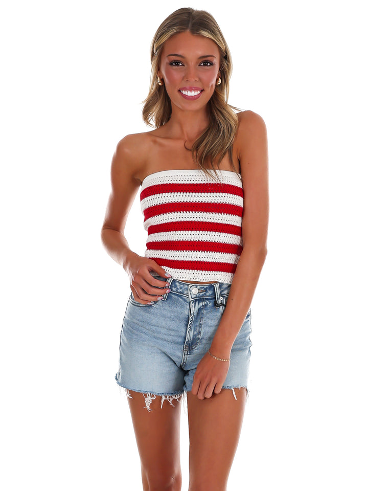 Sweet Summer Stripe Crochet Tube Top