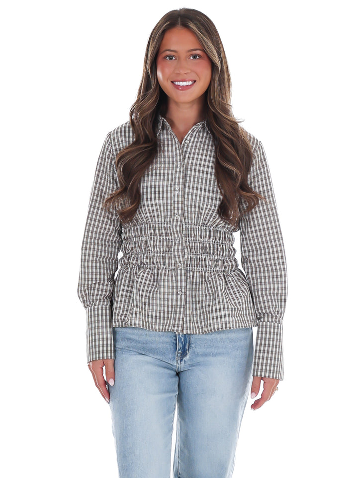 Cambridge Plaid Button Up Top