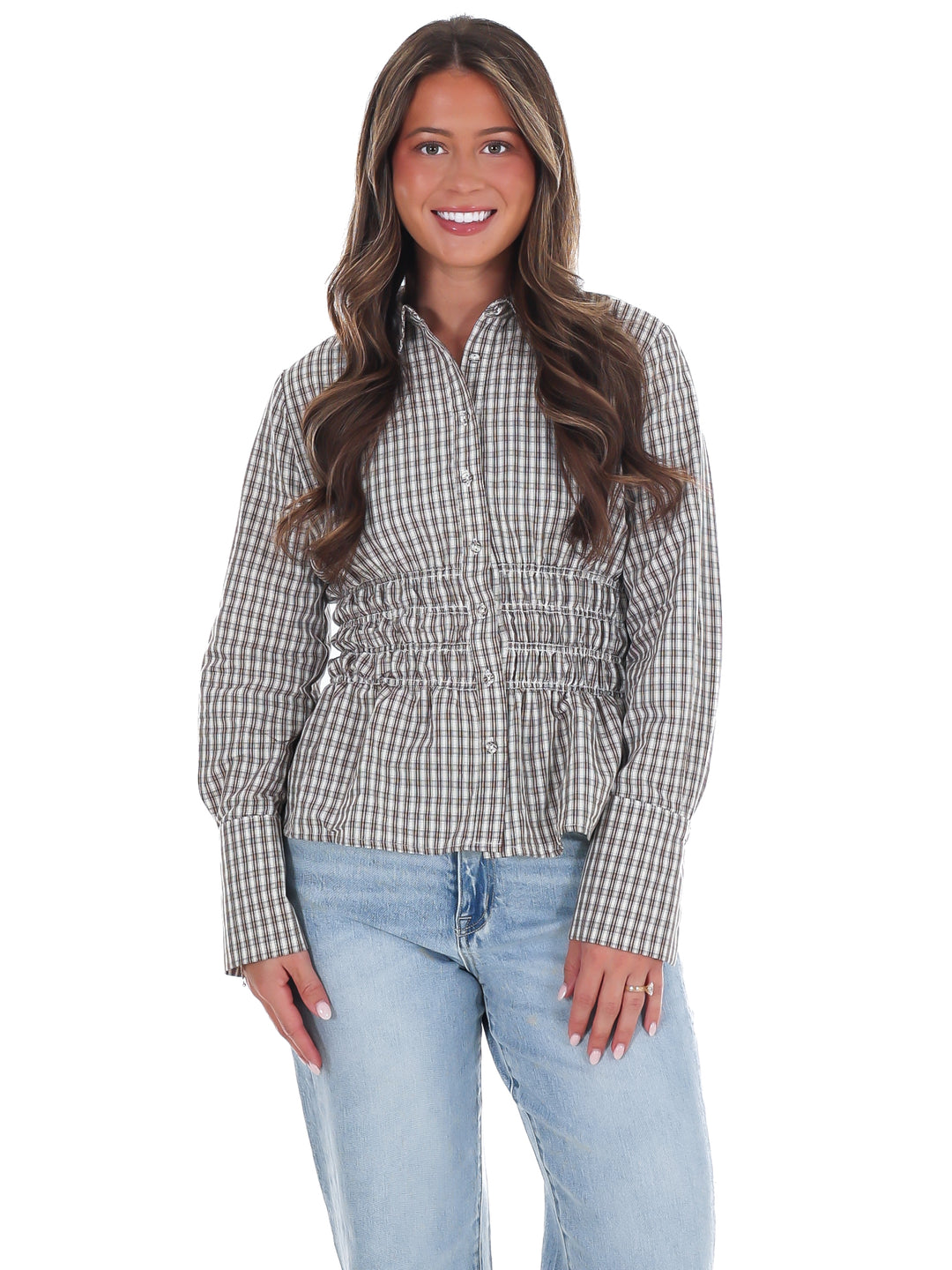 Cambridge Plaid Button Up Top