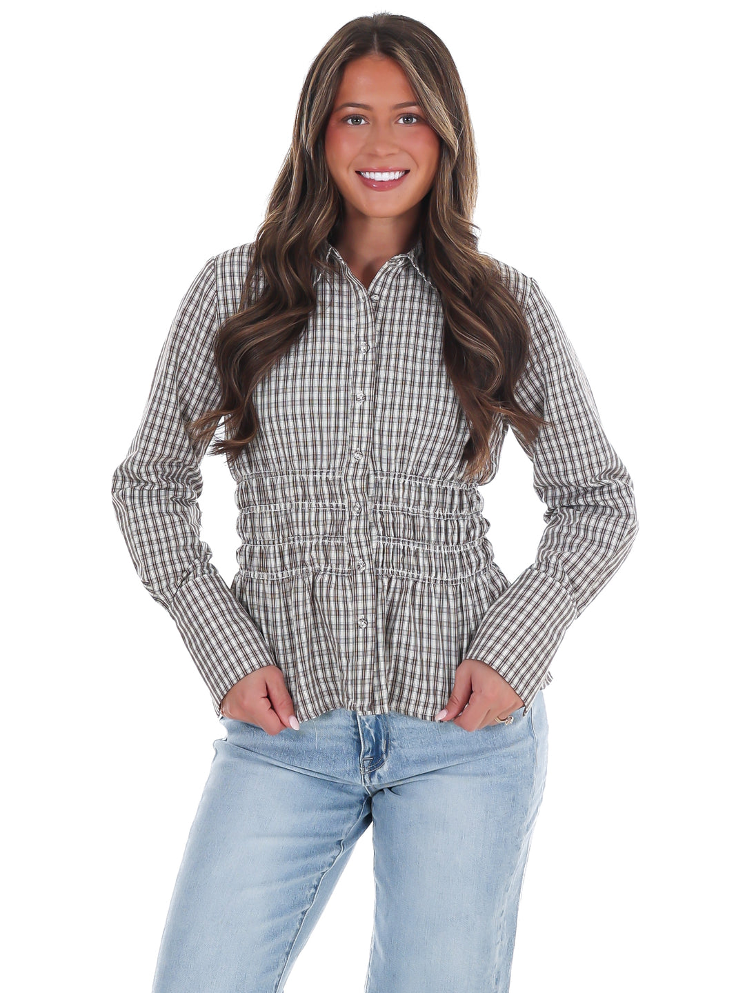 Cambridge Plaid Button Up Top
