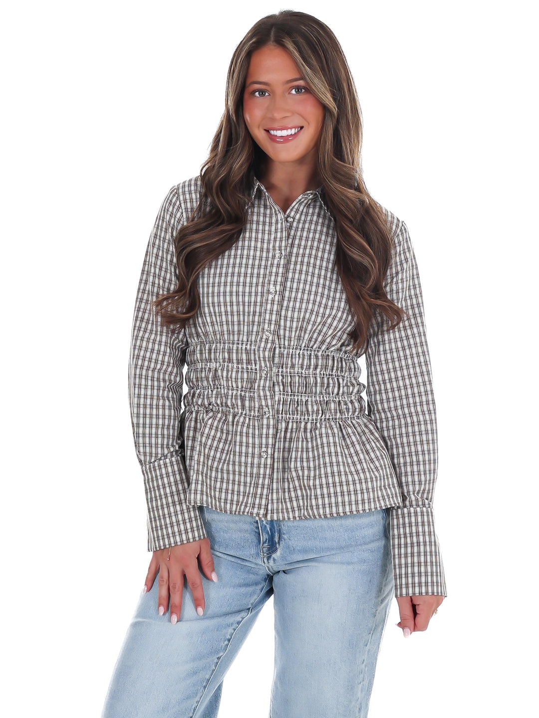 Cambridge Plaid Button Up Top