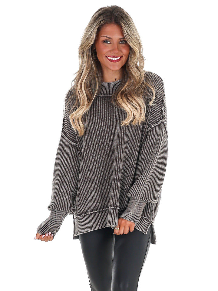Acid Wash Oversized Sweater Doorbuster