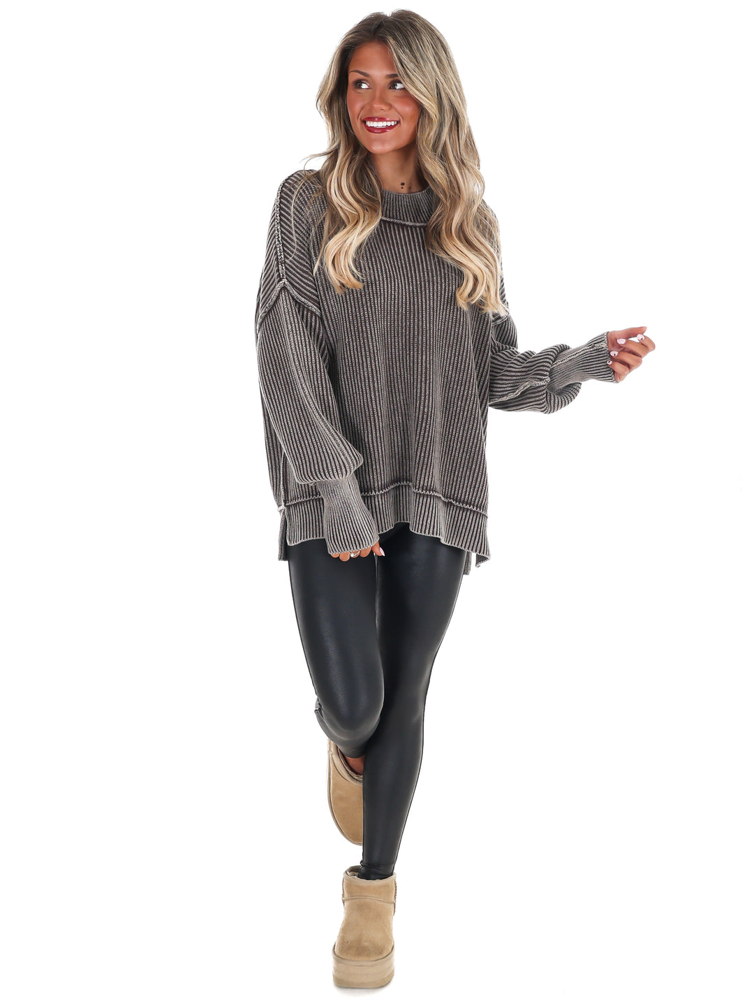 Acid Wash Oversized Sweater Doorbuster