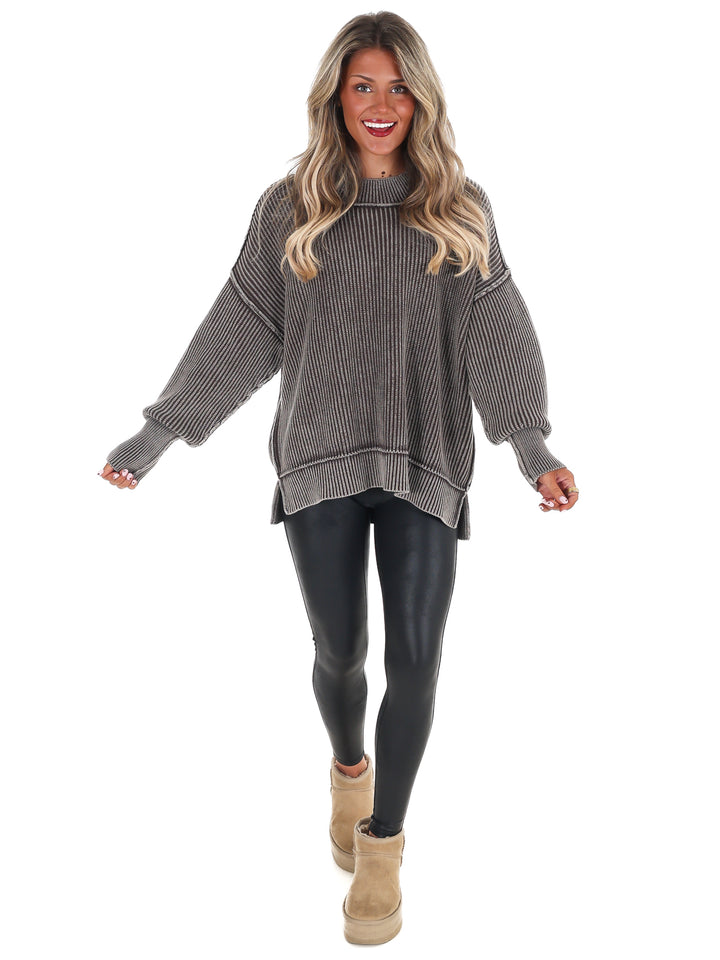 Acid Wash Oversized Sweater Doorbuster