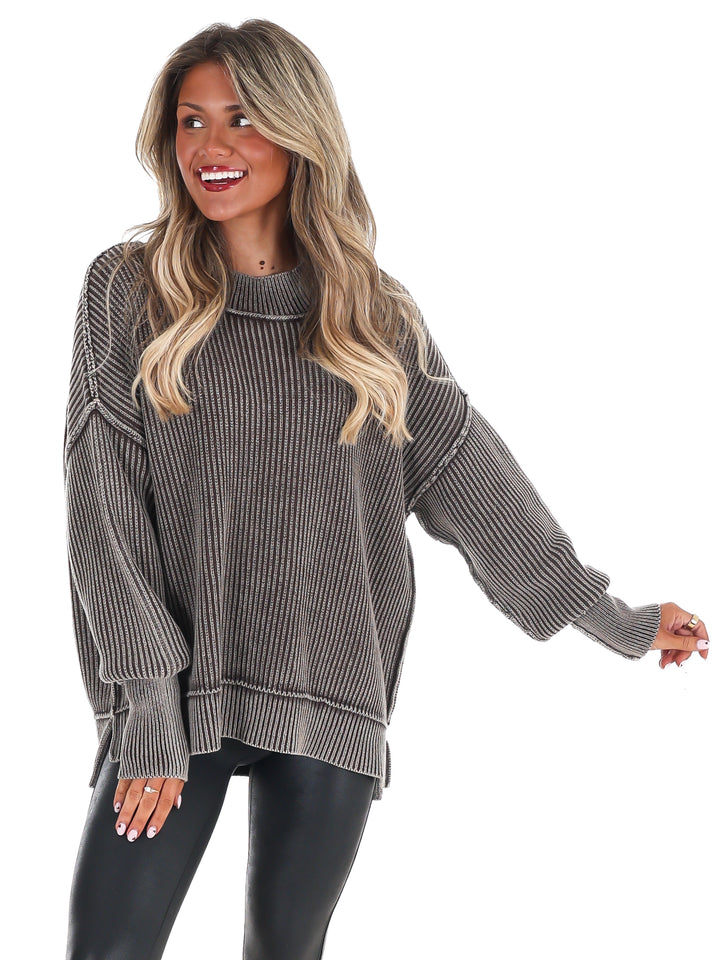 Acid Wash Oversized Sweater Doorbuster