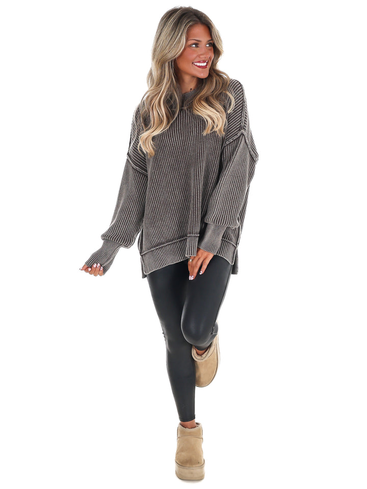 Acid Wash Oversized Sweater Doorbuster