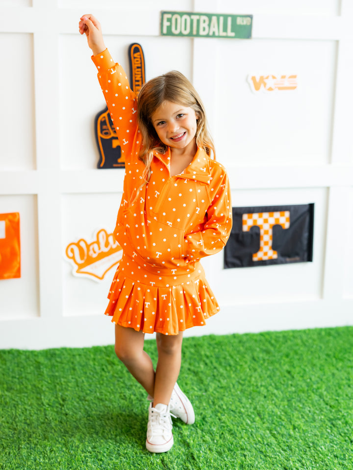 Polka Dot Power T Quarter Zip Pleated Skort Set