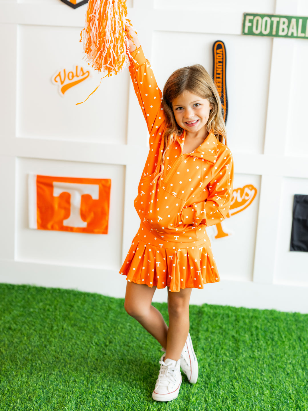 Polka Dot Power T Quarter Zip Pleated Skort Set
