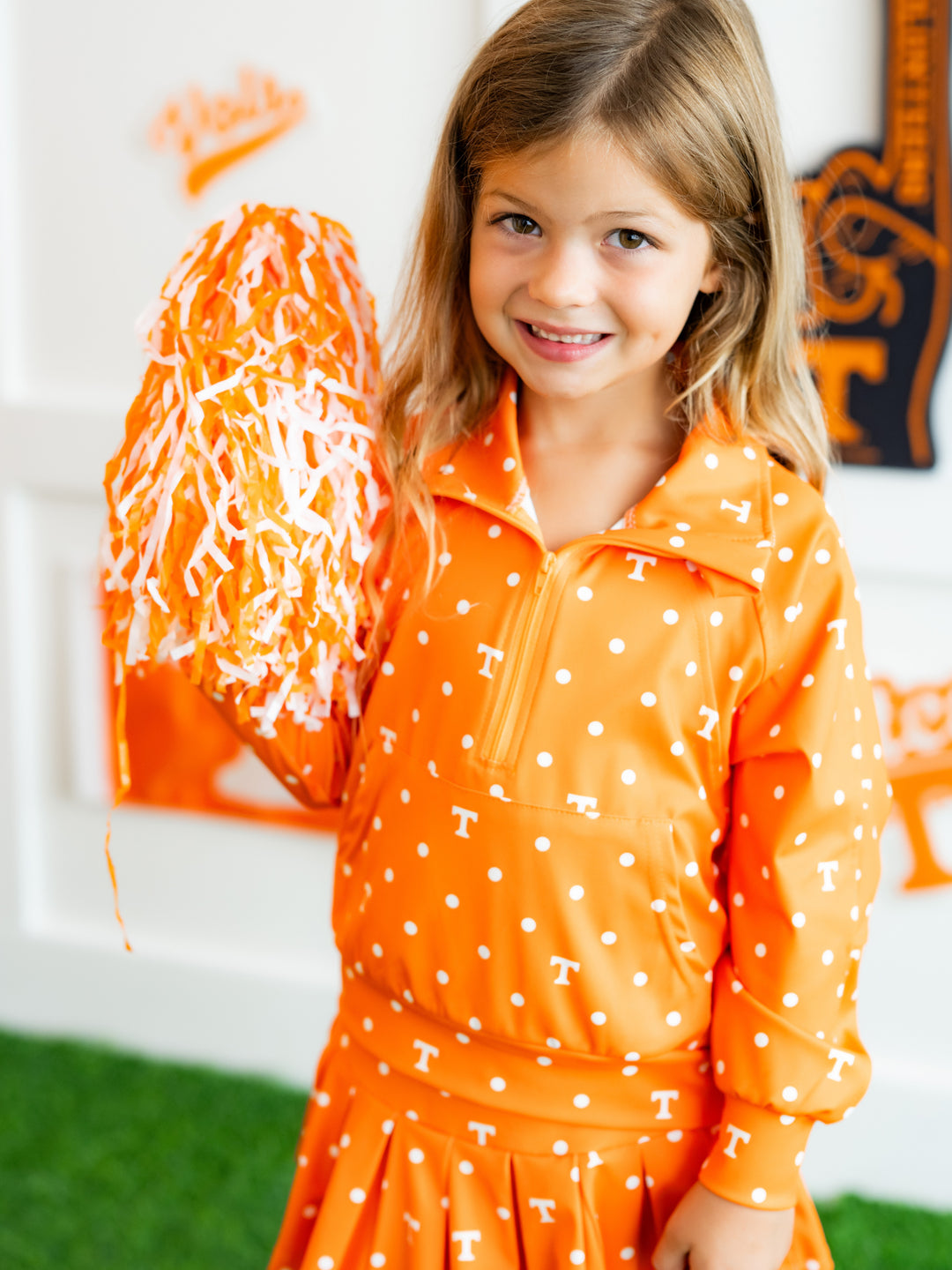 Polka Dot Power T Quarter Zip Pleated Skort Set