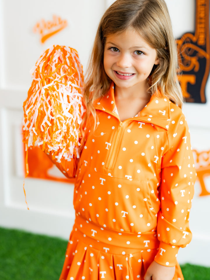 Polka Dot Power T Quarter Zip Pleated Skort Set