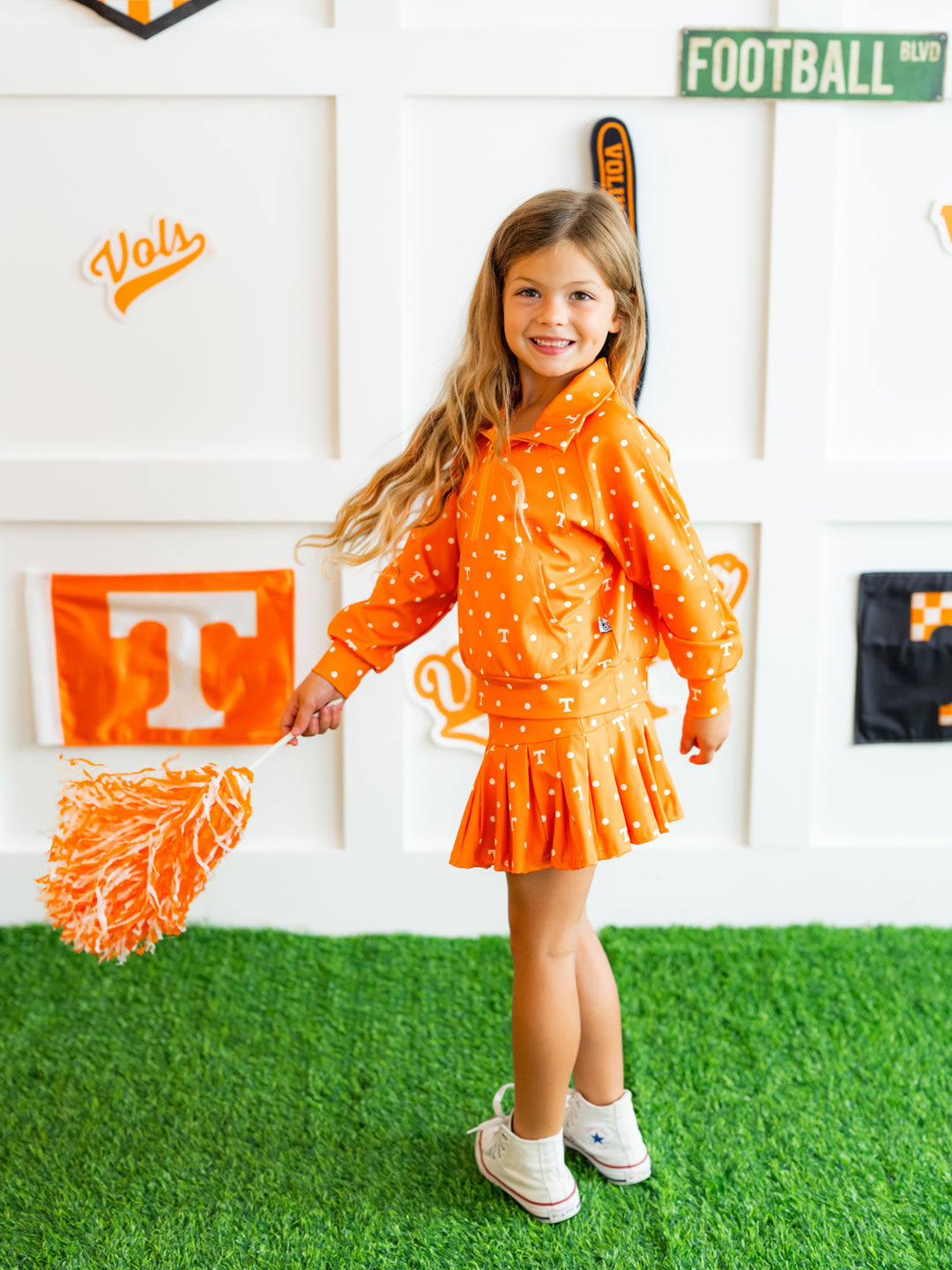 Polka Dot Power T Quarter Zip Pleated Skort Set